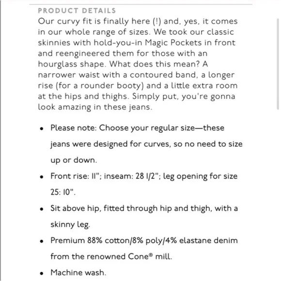 Madewell curvy high rise skinny jeans womens sz 30 dark wash stretch denim - Picture 3 of 6